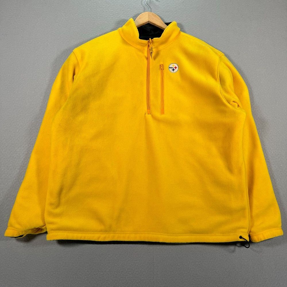Pittsburgh Steelers Reversible Jacket‎ Mens Large Black Yellow NFL Team Apparel - Picture 6 of 15